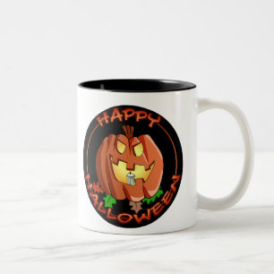 Glückliche Halloween-Kürbis-Tasse Zweifarbige Tasse