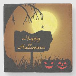 Glückliche Halloween-Kürbislaterne-Kürbise Steinuntersetzer