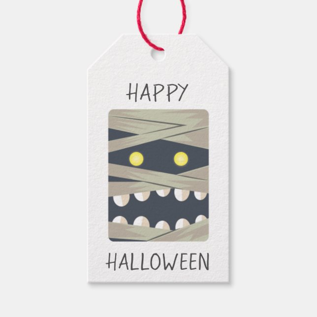 Glückliche Halloween-Mummy-Face-Tags Geschenkanhänger (Vorderseite)