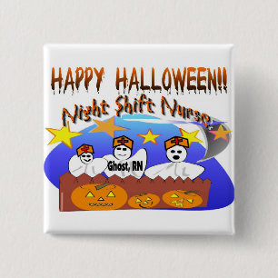 Glückliche Halloween-Nachtschicht-Krankenschweste Button