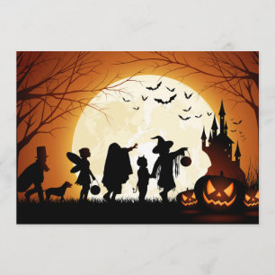 Glückliche Halloween-Silhouette-Kinder Karte