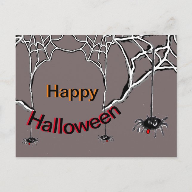 Glückliche Halloween Spiders Cartoon Cust. Postkar Postkarte (Vorderseite)