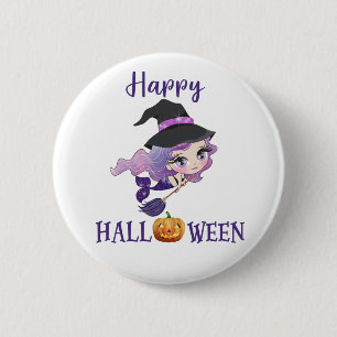 Glückliche Halloween-Taste Girl Spooky Meerjungfra Button