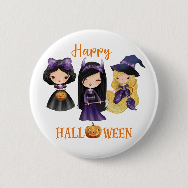 Glückliche Halloween-Taste Girl Spooky Prinzessin- Button (Vorderseite)
