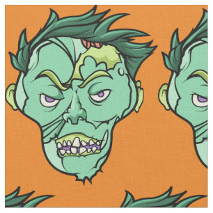 Glückliche Halloween-Zombie-Muster-Grün-Orange Stoff