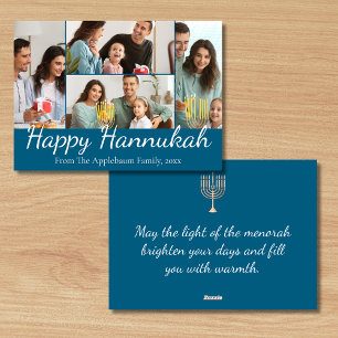 glückliche hannukah , 4 Fotos kollagen blau und we Feiertagskarte
