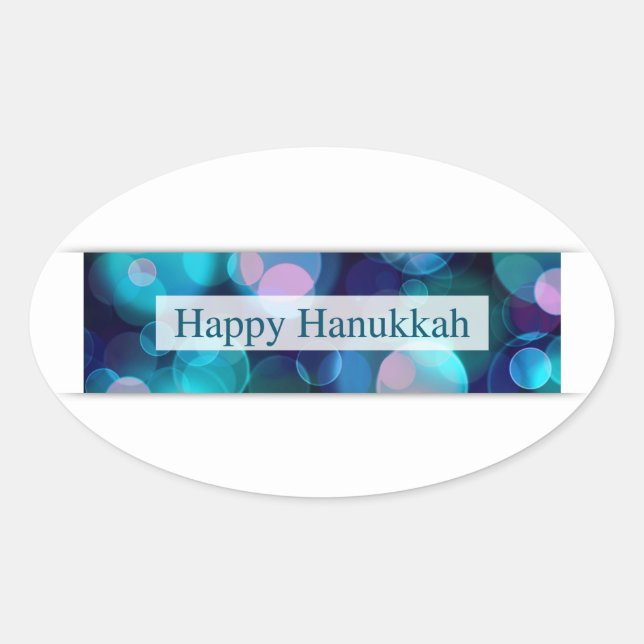 glückliche hanukkah (bokeh) ovaler aufkleber (Vorderseite)