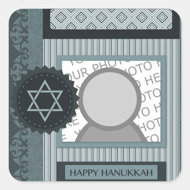 glückliche hanukkah (Scrapbook) Quadratischer Aufkleber (Vorderseite)