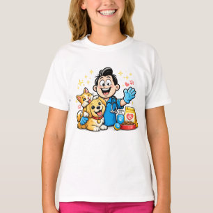 Glückliche Haustierpflege Maskottchen Niedliches T T-Shirt
