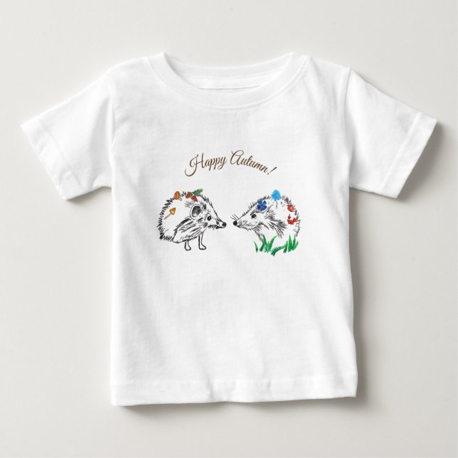 Glückliche HerbstIgel Zeichnend Zeichnend T - Shir Baby T-shirt (Vorderseite)