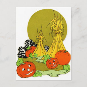 Glückliche Herbstkürbisse Postkarte