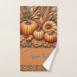 Glückliche Herbstsaison Kürbisse Orange  Handtuch