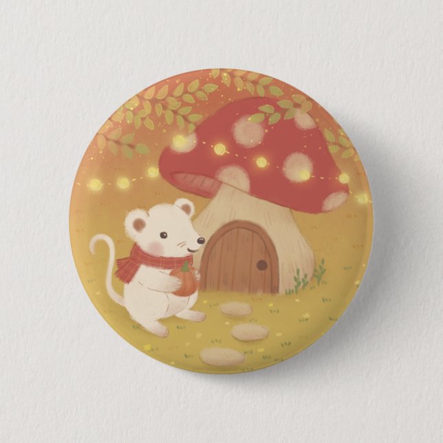 Glückliche Herbsttage mit Maus Button (Vorderseite)