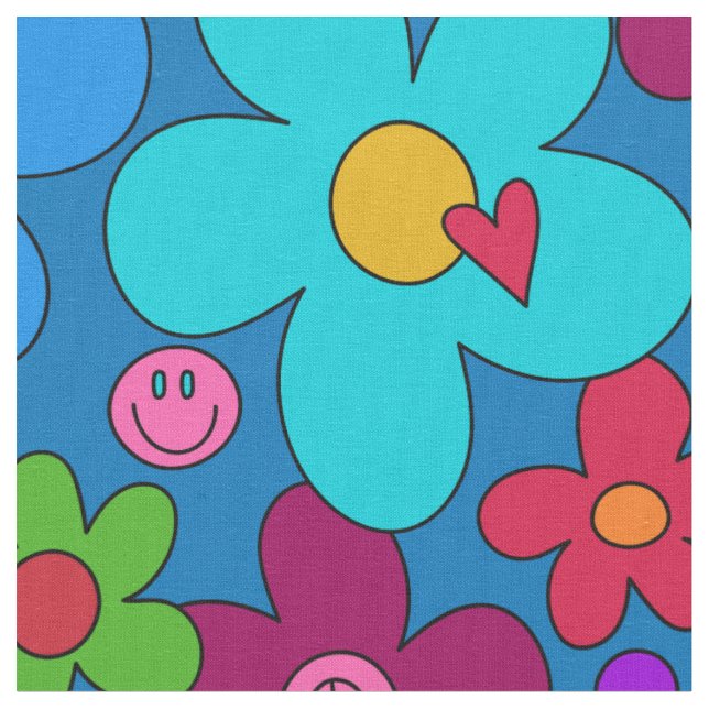 Glückliche Hippie-Gänseblümchen Stoff (Nahaufnahme)