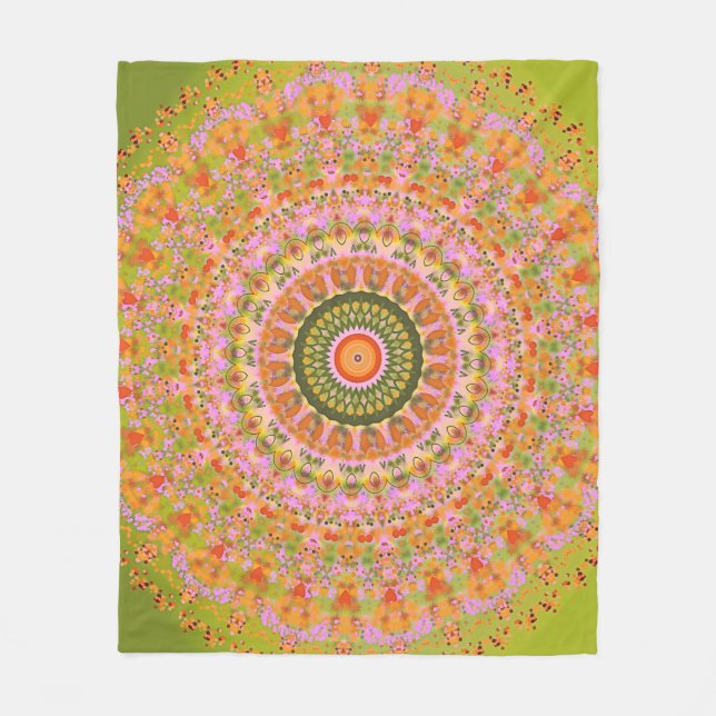 Glückliche Hippie-Mandala Fleecedecke (Vorderseite)