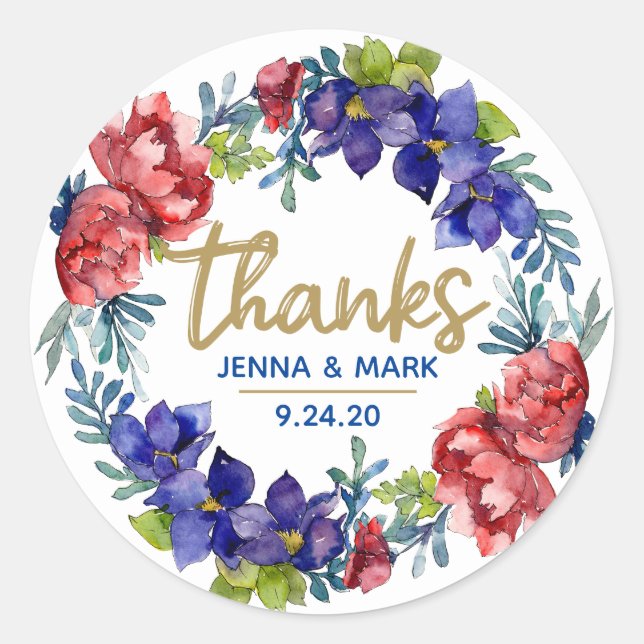 glückliche Hochzeit | Danke Gastgeschenk Stickers (Vorderseite)