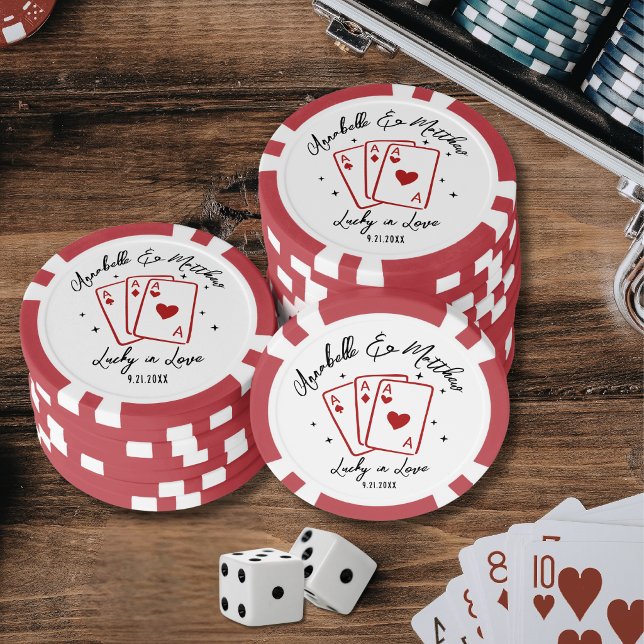 Glückliche Hochzeit in Liebe Pokerchips (Lucky In Love Wedding Matches Poker Chips)