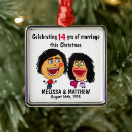 Glückliche Hochzeits-Weihnachts-Cartoon Ornament Aus Metall