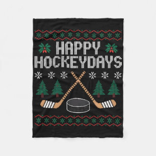 Glückliche Hockeytage Lustiges Eishockey hässliche Fleecedecke