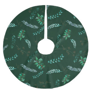 Glückliche Holly-Blätter Polyester Weihnachtsbaumdecke