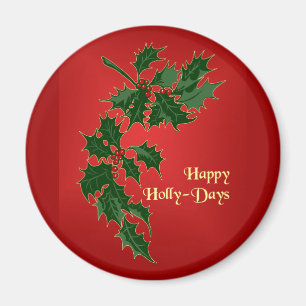 Glückliche Holly-Tage Weihnachtsmagnet Magnet