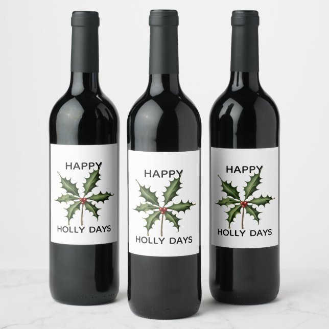 GLÜCKLICHE HOLLY-TAGE WEINETIKETT (Flaschen)
