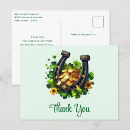 Glückliche Horseshoe Goldmünzen und Klee Vielen Da Postkarte