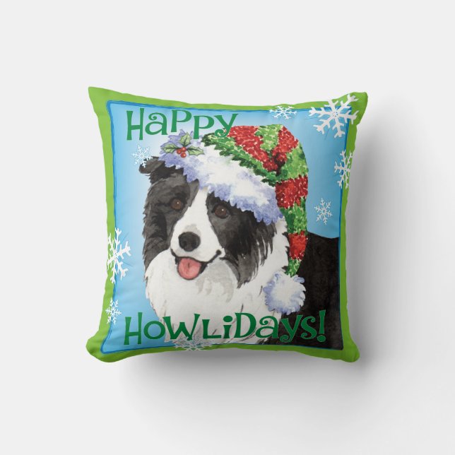 Glückliche Howliday Border-Collie Kissen (Vorderseite)