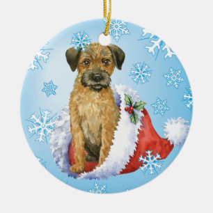 Glückliche Howliday Grenze Terrier Keramikornament