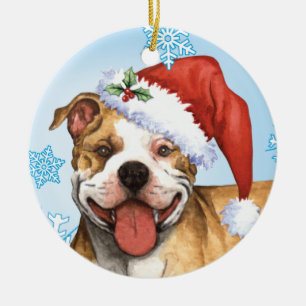 Glückliche Howliday Pitbull Terrier Keramik Ornament