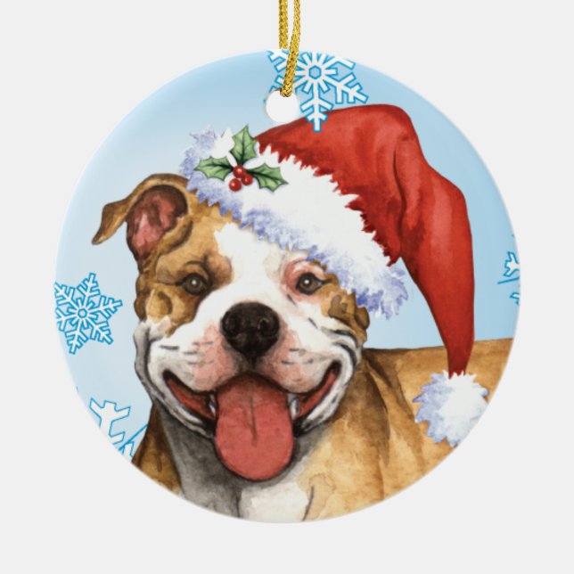 Glückliche Howliday Pitbull Terrier Keramik Ornament (Vorne)