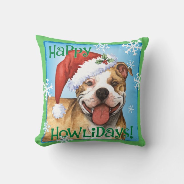 Glückliche Howliday Pitbull Terrier Kissen (Vorderseite)