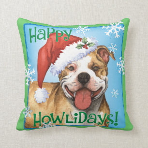 Glückliche Howliday Pitbull Terrier Kissen