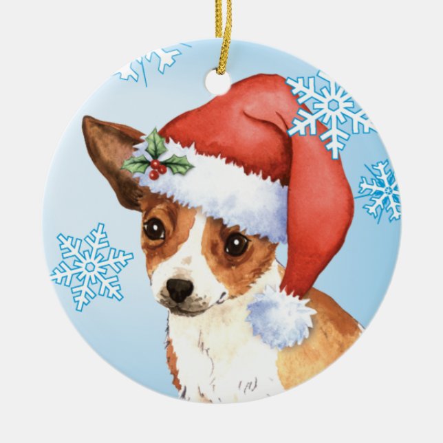Glückliche Howlidays Chihuahua Keramikornament (Vorne)