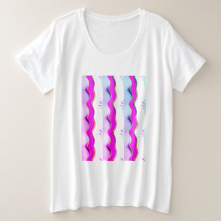Glückliche hübsche rosa Wellen Sommerferien Große Größe T-Shirt