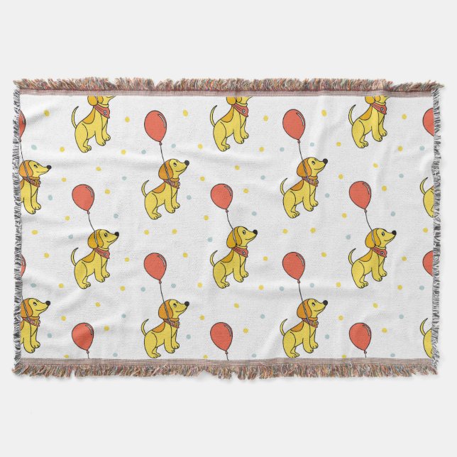 Glückliche Hunde mit Ballons Muster Decke (Vorderseite)