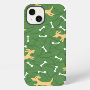 glückliche Hunde mit Knochenhintergrund iPhone 13 Hülle