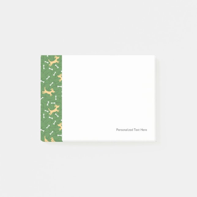 glückliche Hunde mit Knochenhintergrund Post-it Klebezettel (Vorderseite)