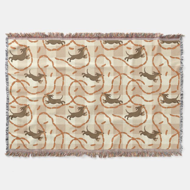 glückliche Hunde mit Wursthintergrund Decke (Vorderseite)