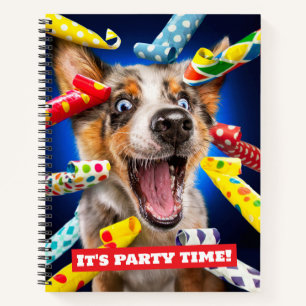Glückliche Hunde-Party-Tröten Notizbuch