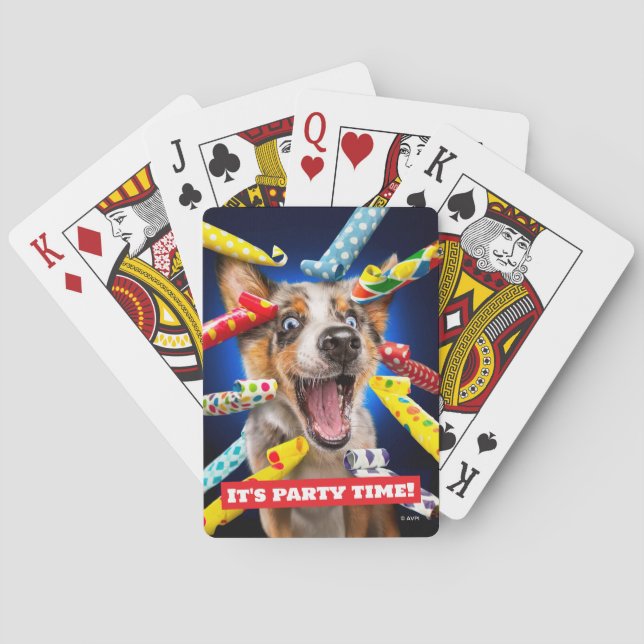 Glückliche Hundeparty-Tröten Spielkarten (Rückseite)