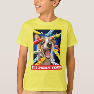 Glückliche Hundeparty-Tröten T-Shirt