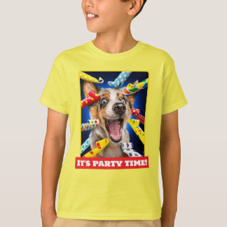 Glückliche Hundeparty-Tröten T-Shirt