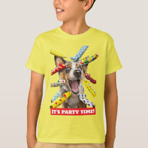 Glückliche Hundeparty-Tröten T-Shirt