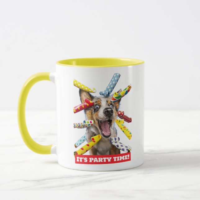 Glückliche Hundeparty-Tutgeräte Tasse (Links)