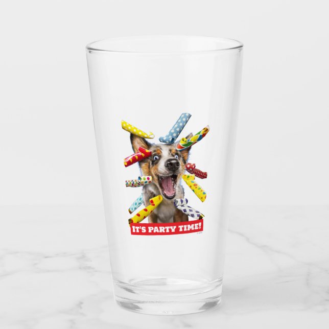 Glückliche Hundeparty-Tutgeräusche Glas (Vorderseite)