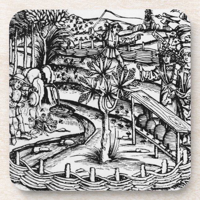 Glückliche husbandsmen, die Bienen, Illustration Untersetzer (Vorderseite)