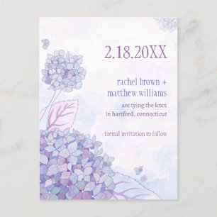 Glückliche Hydrangeas Hochzeit retten das Datum Ankündigungspostkarte