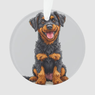 Glückliche Illustration eines Schwarzbraunen Hunde Ornament