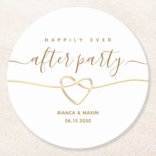 Glückliche Immer Nach Der Party Hochzeitsempfang Runder Pappuntersetzer